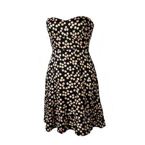 J Crew Women's Strapless Pink and Cream Dots Print Silk Dress